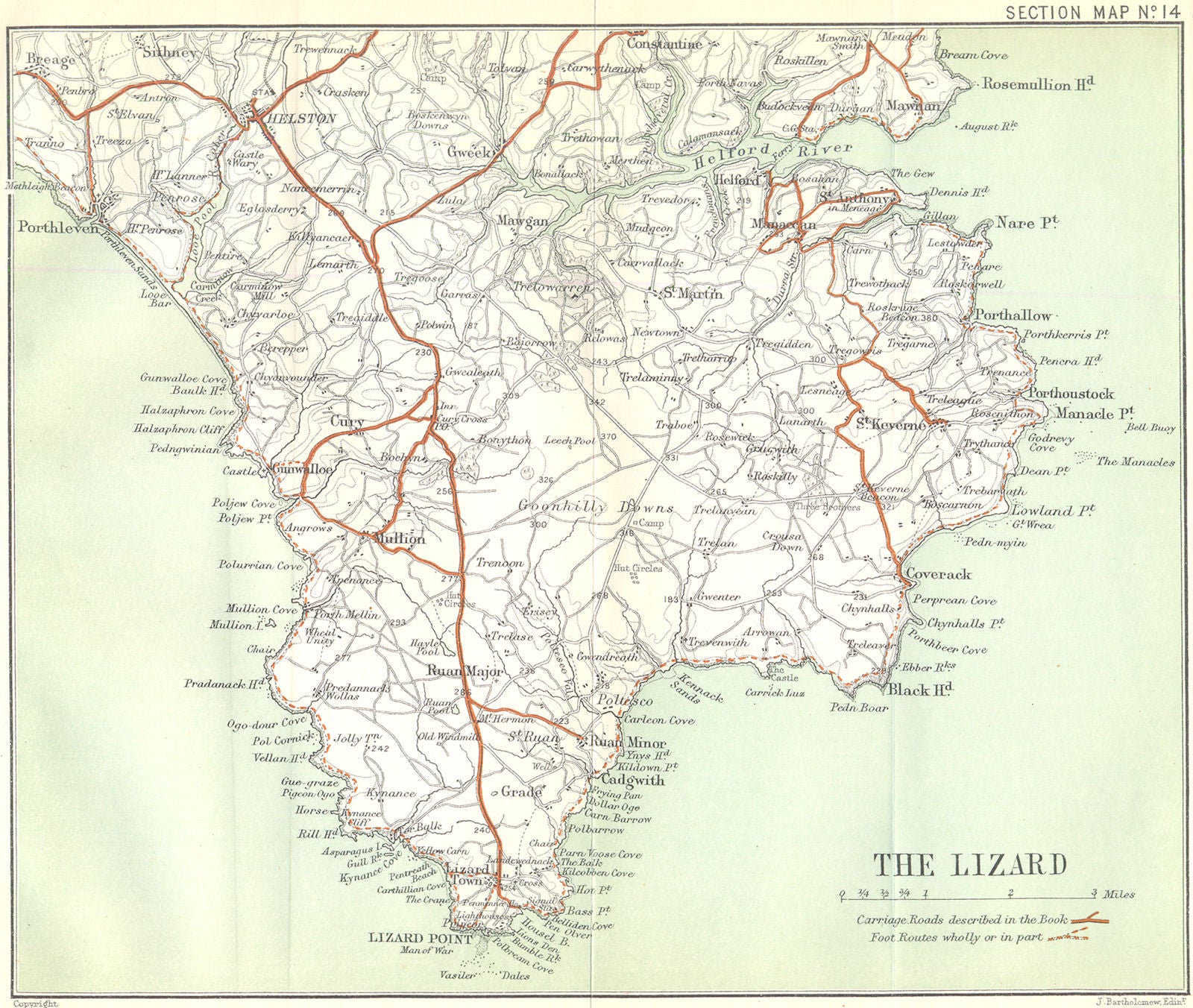 THE LIZARD. Cornwall. WARD LOCK 1897 old antique vintage map plan chart